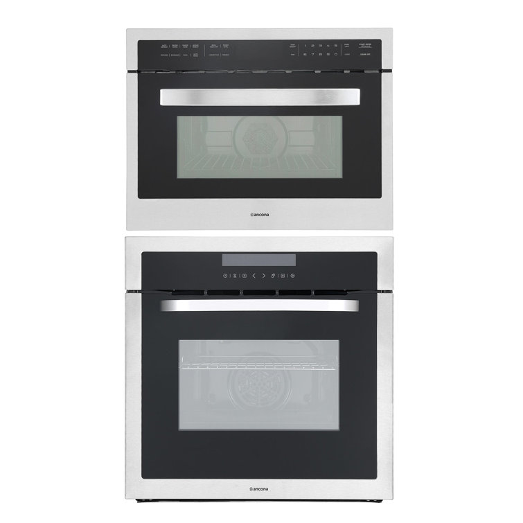 Ancona 24" 2.47 Cubic Feet Silver/Black Electric Convection Oven/Microwave Combination Wayfair